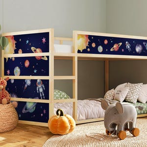 IKEA KURA Bed Decals: Watercolor Space Astronaut Planets Stickers