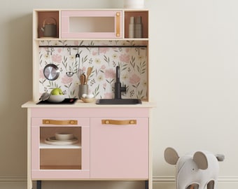 Floral Pastel Decal Accessories for Ikea DUKTIG Kitchen - Playful Flower Stickers Set for a Duktig Makeover, Ikea DUKTIG Kitchen Sticker