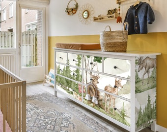 IKEA Hemnes Dresser Decal, Ikea Dresser Stickers, Animals Wrap, Forest Animals Decal Dresser Hack, Dresser Decals for IKEA HEMNES