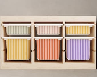 Pegatinas de vinilo a rayas pastel: Calcomanías para contenedores IKEA TROFAST