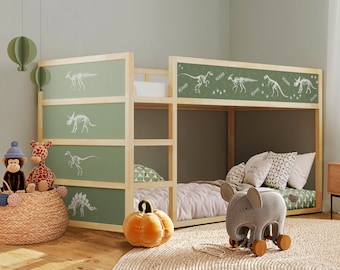 Dinosaur Themed Ikea Kura Decals in Pastel Tones - Colorful Dinosaur Decals for Ikea Kura Bed - Jurassic Park T-REX Decal for Ikea Kura Bed