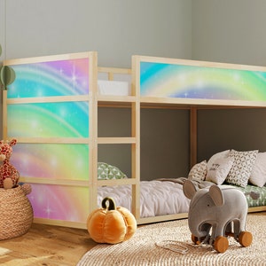 Colorful Rainbow Watercolor Decals for Kura Bed - Fun Kids Room Stickers, Ikea Kura Bed Stickers, Colorful Ikea Kura Decals