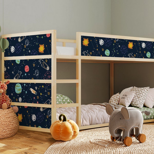 Space and Planet Stickers for IKEA KURA Bed - Fun Decor for Cosmic Dreams, Ikea Kura Bed Decal Space, ikea kura bed boys Galaxy stickers