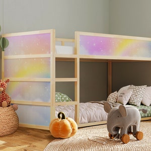 Rainbow Vibrant Unisex Watercolor Kura Bed Decals - Removable Ikea Kura Bed Stickers, Ikea Kura Bed Stickers, Colorful Ikea Kura Decals