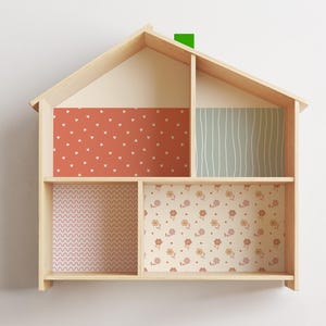 Cottage Aufkleber für IKEA FLISAT Puppenhaus - Miniaturblumen, Tapete, Dach, Außenwandaufkleber Set (Puppenhaus nicht enthalten)