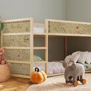 Abenteuerlicher Kura Bett Aufkleber: Kreieren Sie eine Piraten-Schatzkarte auf dem Bett Ihres Kindes! IKEA Kura Bett Aufkleber Junge Abnehmbarer, Ikea Etagenbett Aufkleber
