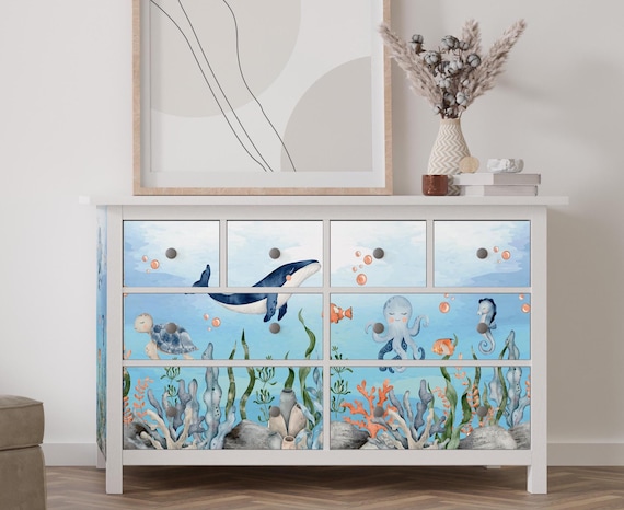 Ocean Life Stickers for IKEA Hemnes Dresser - Sea Turtle Nursery Decor - Etsy Ocean Life Stickers for IKEA Hemnes Dresser - Sea Turtle Nursery Decor - Etsy
