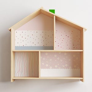 IKEA FLISAT Puppenhaus Aufkleber Set, realistische Wand-, Dach- und Dachbodenaufkleber, Puppenhaus Innendekoration (Puppenhaus nicht enthalten)