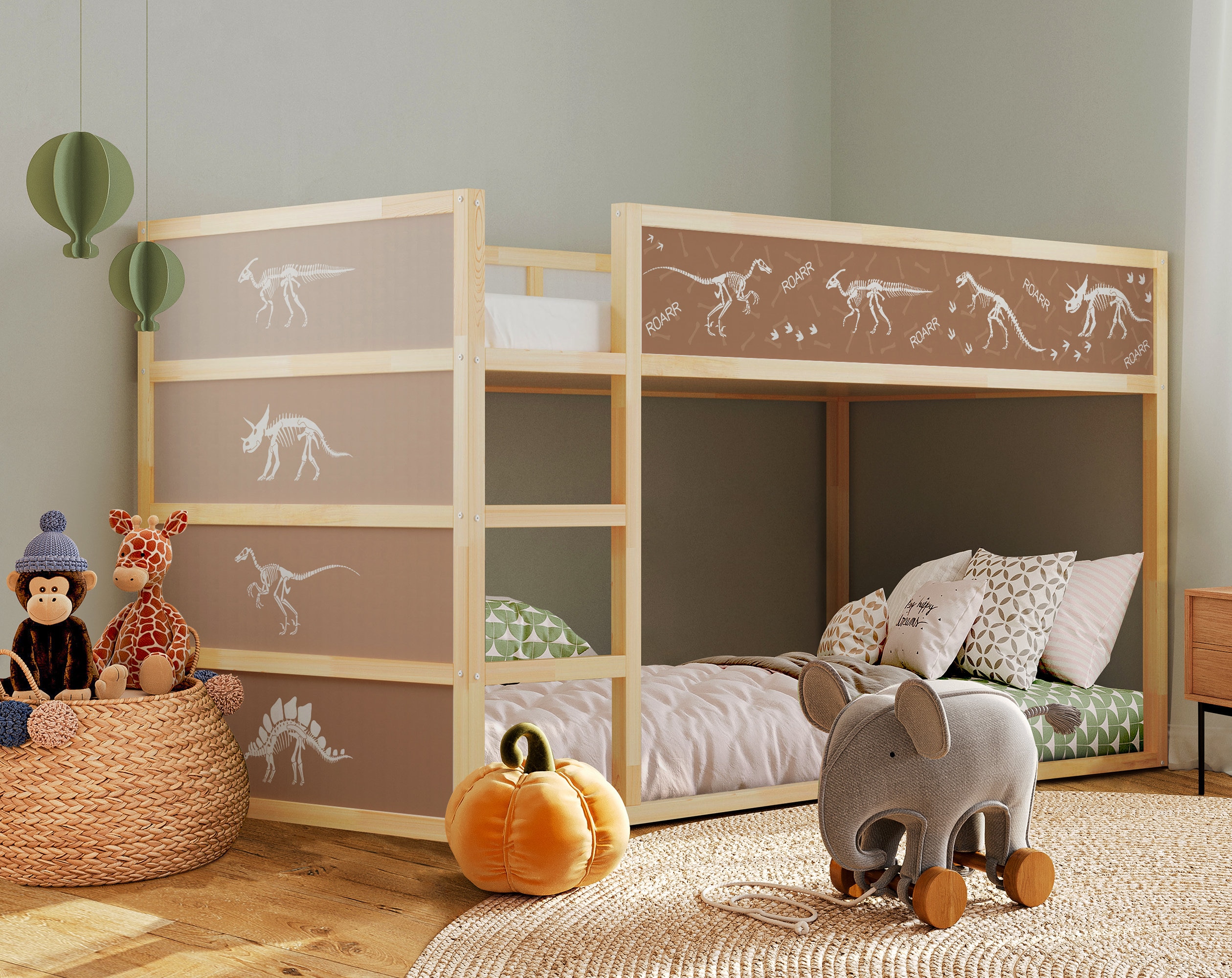 Jurassic Park T-Rex Decal: Pastel Dinosaur Stickers for Ikea Kura Bed