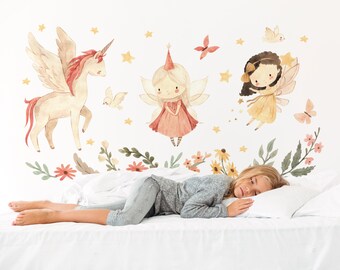 Watercolor Unicorn Wall Decals: Fairy Tale Nursery Decor