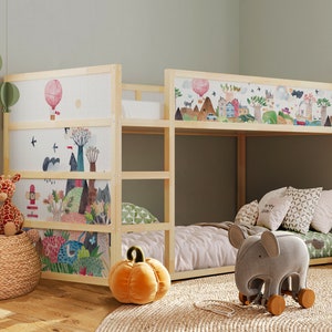 IKEA Kura Bed decals Girls, Whimsical Sticker Pack for IKEA KURA Bed - Colorful Decals for Kids&#39; Room Decor, Wallpaper Kura Bed