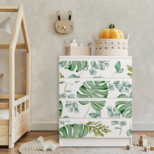 Tropical Leaves Decals for IKEA Malm Dressers, Personalized Stickers for IKEA Malm 6 Dresser 4, Unique Malm 3 Overlays, Decals IKEA Dressers