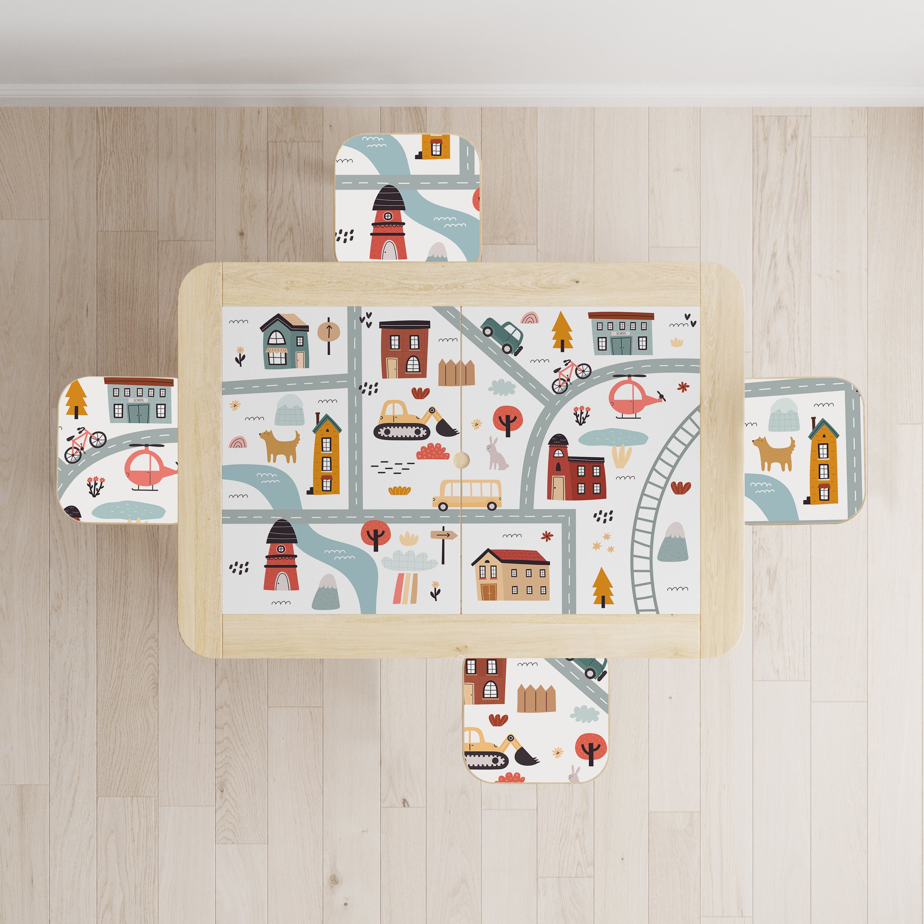 Kids Fun - Adesivo da tavolo per bambini, facile da pulire, compatibile solo con tavolo IKEA Latt (stelle rosa