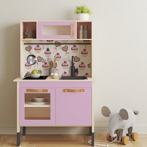 Cute Cupcakes and Colorful Desserts Sticker for IKEA DUKTIG Kids Kitchen Splashback, Sweet Lollipop Play Kitchen Stickers Set