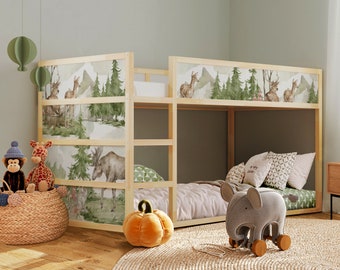 Forest Animals Stickers for IKEA KURA Bed, Ikea Bed Tattoo, Ikea Kura Bed Decal, Woodland Nursery Stickers for Ikea Kura Bed