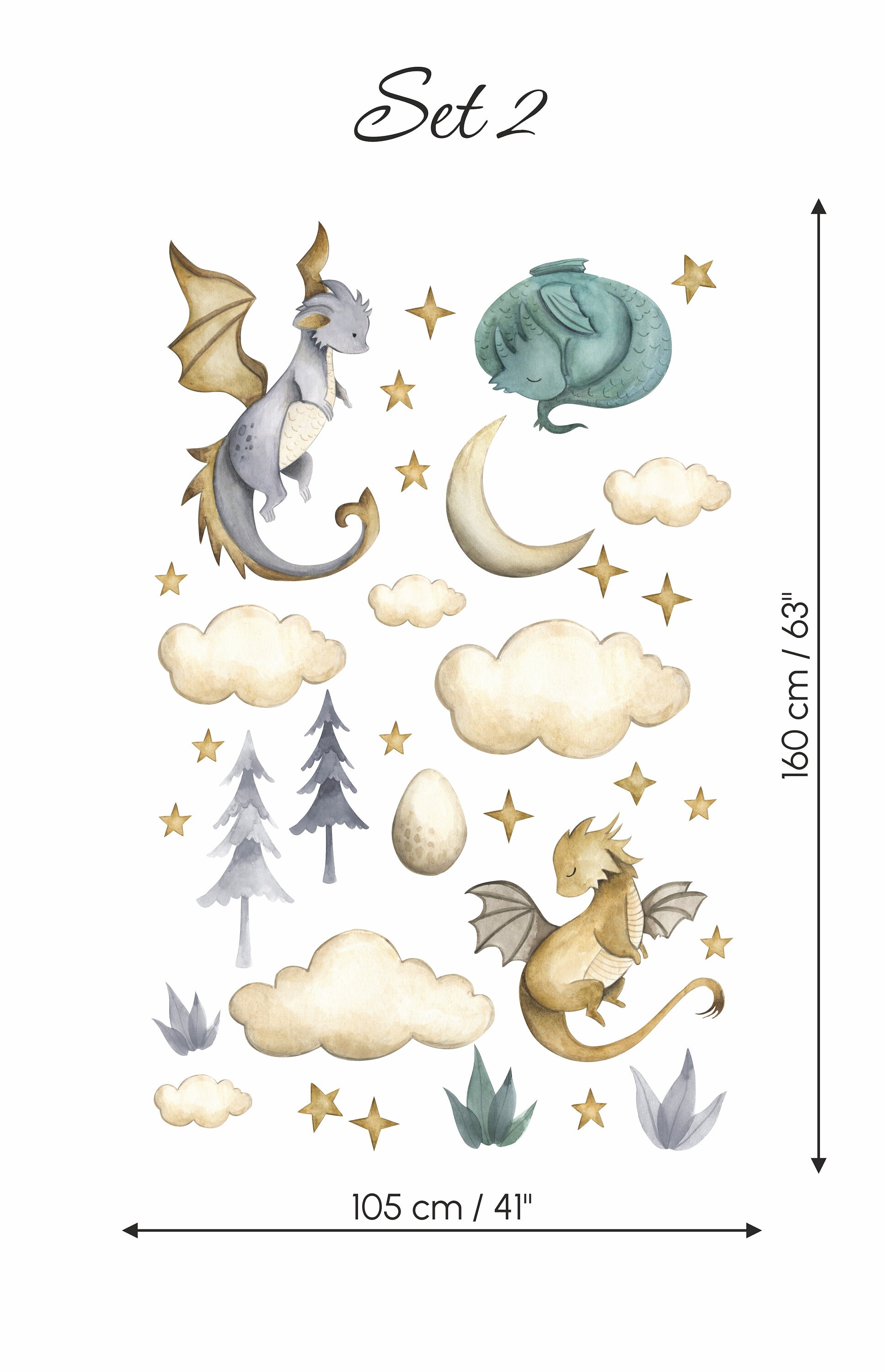 Dragon Nursery Wall Decals: Whimsical Baby Room Decor - Etsy