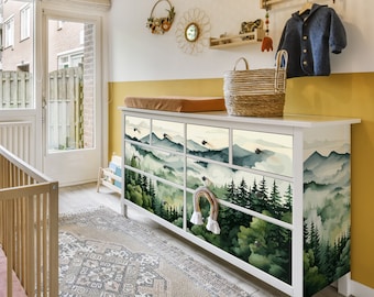Mountain Decal Stickers for Ikea Hemnes Dresser - Custom Set for Drawer Decoration - Furniture Film Sticker Children&#39;s Room