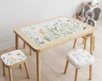 Sticker fleurs pastel pour table Flisat Ikea - Sticker floral table IKEA - Sticker vinyle autocollant