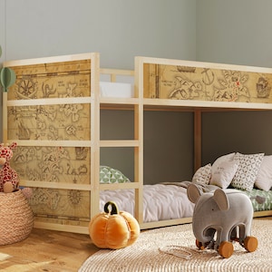Carte au trésor aventure pour lit Ikea Kura, créez un paradis pour les pirates avec cette carte au trésor sur le lit de votre enfant ! Stickers lit IKEA Kura Garçon