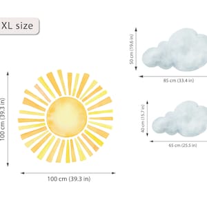 Großes Wandtattoo Sonne, Kinderzimmer Wandtattoo Sonne, weicher Wandaufkleber Sonne, Wandtattoo Sonne XL - 100 x 100 cm