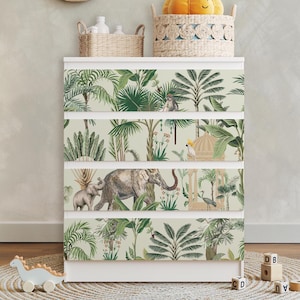 Safari Jungle Animal Decals for IKEA Malm Dresser: Kids Room Decor