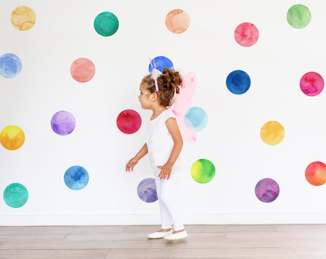 Rainbow Polka Dot Wall Decals: Boho Nursery Decor, Set of 36 - Etsy