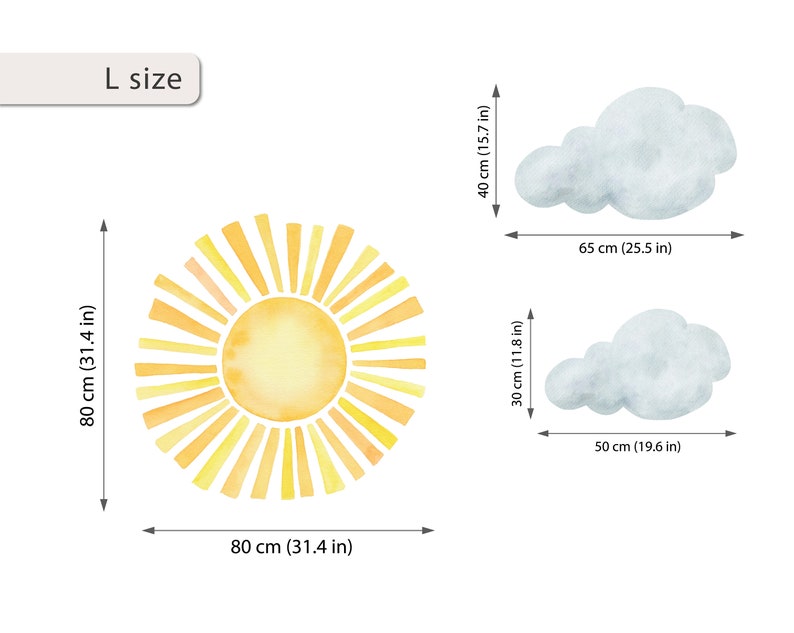 Großes Wandtattoo Sonne, Kinderzimmer Wandtattoo Sonne, weicher Wandaufkleber Sonne, Wandtattoo Sonne Bild 5