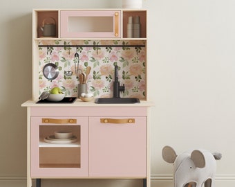 Floral Pastel Decal for Ikea DUKTIG Kitchen - Beautiful Flowers to Brighten Your Space, Kitchen Decal,Furniture Film Sticker Children's Room