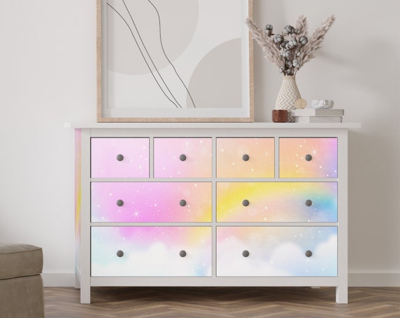 pastel rainbow dresser Sorbus 6 Drawers Dresser with Steel Frame, Wood Top, Fabric Bins in Rainbow  Pastel
