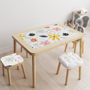 Floral IKEA Flisat Table Decal: Colorful Kids Playroom Decor