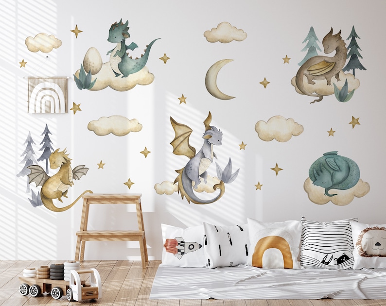 Dragon Nursery Wall Decals: Whimsical Baby Room Decor - Etsy