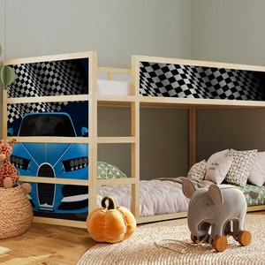 Calcomanías de coches deportivos para la cama Ikea Kura - Juego de pegatinas para la habitación de los niños, decoración de la litera para la habitación del niño, pegatinas de la cama Racer Kura para la habitación de los niños