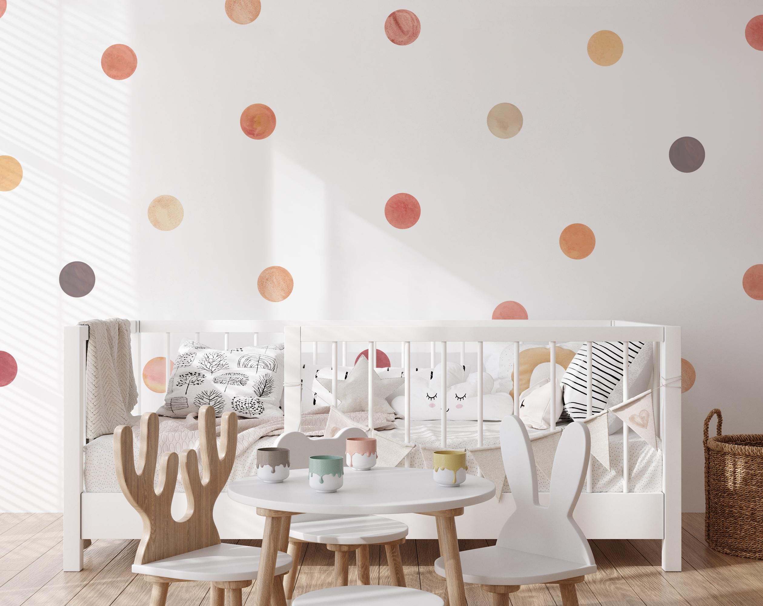 Boho Watercolor Dot Wall Decals: Kids Nursery Stickers (Set 73)