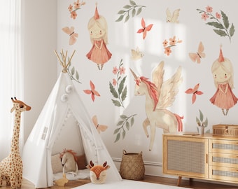 Watercolor Unicorn Wall Decals: Fairytale Nursery Decor