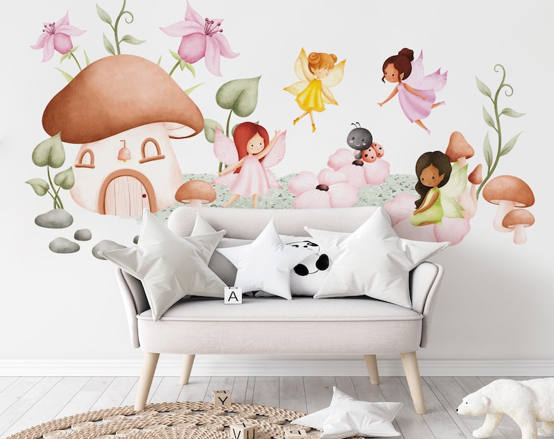 Fairy Wall Decal: Girls Nursery Room Decor, Flying Fairy Stickers - Etsy