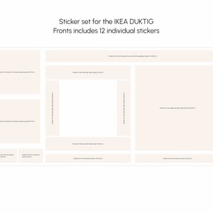 May include: Sticker set for the IKEA DUKTIG toy kitchen. The set includes 12 individual stickers for different parts of the kitchen, such as the oven, stovetop, and backsplash.