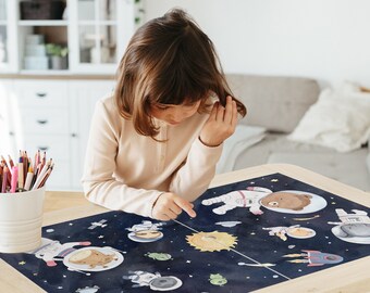 Tiere und Planeten Aufkleber Set für IKEA FLISAT Tisch - Weltraum Thema Tisch und Stühle Aufkleber