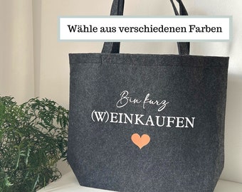 Tasche Weinkaufen aus Filz, Einkaufstasche mit Spruch Wein, Filz Shopper groß, Weinkaufen Shopper, Stofftasche Einkaufen, Weinkaufstasche