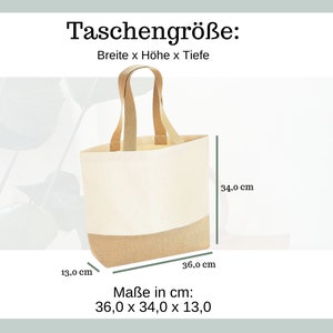 Personalisierte Einkaufstasche mit Name, Shopper Tasche Jute Namen groß, Stofftasche bedruckt Buchstabe, Jutetasche Baumwolle mit Initialen Bild 2