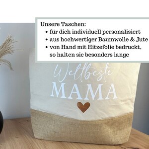 Juteshopper Mama, Shopper Beste Mama Tasche Muttertag, Einkaufstasche Mama Weltbeste Mama Geschenk Shopper Mama Herz Tasche Geburtstag Bild 8