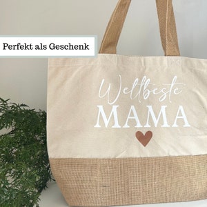 Juteshopper Mama, Shopper Beste Mama Tasche Muttertag, Einkaufstasche Mama Weltbeste Mama Geschenk Shopper Mama Herz Tasche Geburtstag Bild 7