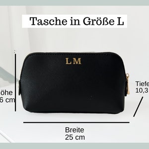 Kosmetiktasche mit Initialen personalisiert in schwarz aus Kunstleder, Buchstaben Schminktasche Initial beplottet Set mit Anfangsbuchstaben Bild 5