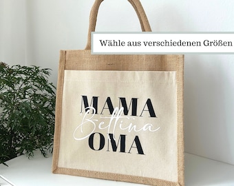Jutetasche Mama Oma mit Namen personalisiert, Jute Tasche Mama, Jutetasche Oma, Personalisierte Tasche Mama & Oma, Beste Mama Oma Tasche