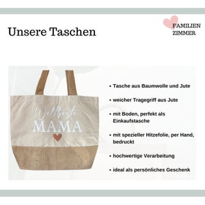 Juteshopper Mama, Shopper Beste Mama Tasche Muttertag, Einkaufstasche Mama Weltbeste Mama Geschenk Shopper Mama Herz Tasche Geburtstag Bild 2