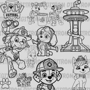 Contorno de pata de gasolina, Pata de gasolina PNG, Contorno infantil para colorir, Contorno de desenho animado, Contorno de cachorro fofo, Download digital