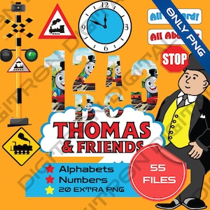 Thomas and Friends PNG Files for Kids Birthday , Thomas and Friends Numbers and Letters PNG , Thomas PNG Bundle , Digital Download