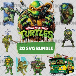 Paquete SVG de las Tortugas Ninja, Tortugas Ninja Svg, Clipart de las Tortugas Ninja, raphael leonardo, Silueta de Cricut de las Tortugas, Descarga digital