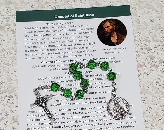 St. Jude Chaplet Pocket Rosary Catholic Saint Antique Bronze Green Etsy