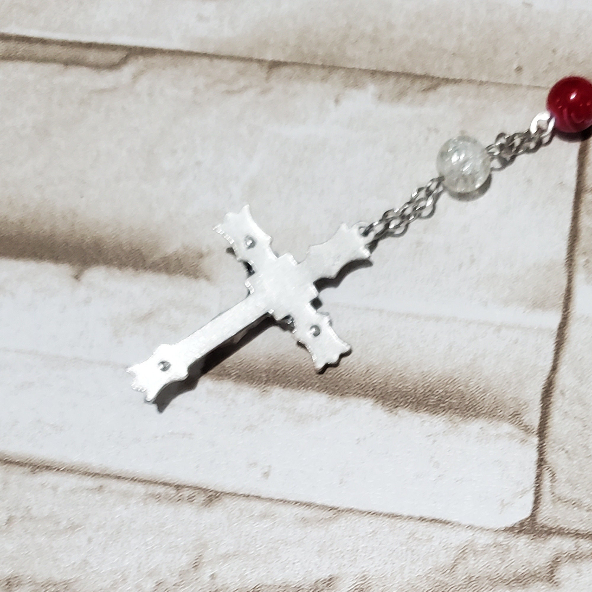 PRECIOUS BLOOD of JESUS Chaplet 5 Wounds Red Glass Beads, Silver Tone ...