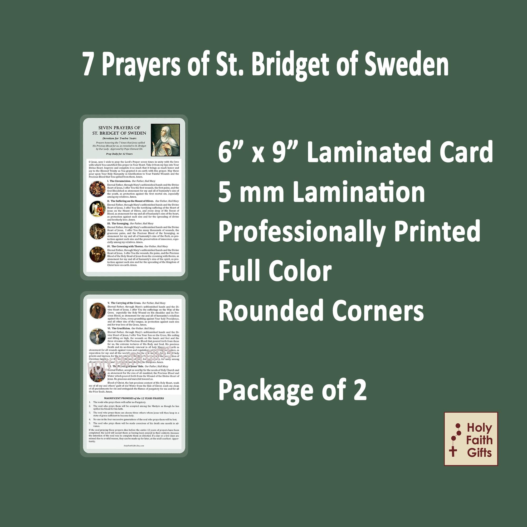 LAMINATED 7 Prayers of St. Bridget Prayer Card, (2 Pack), 2-sided, Full ...